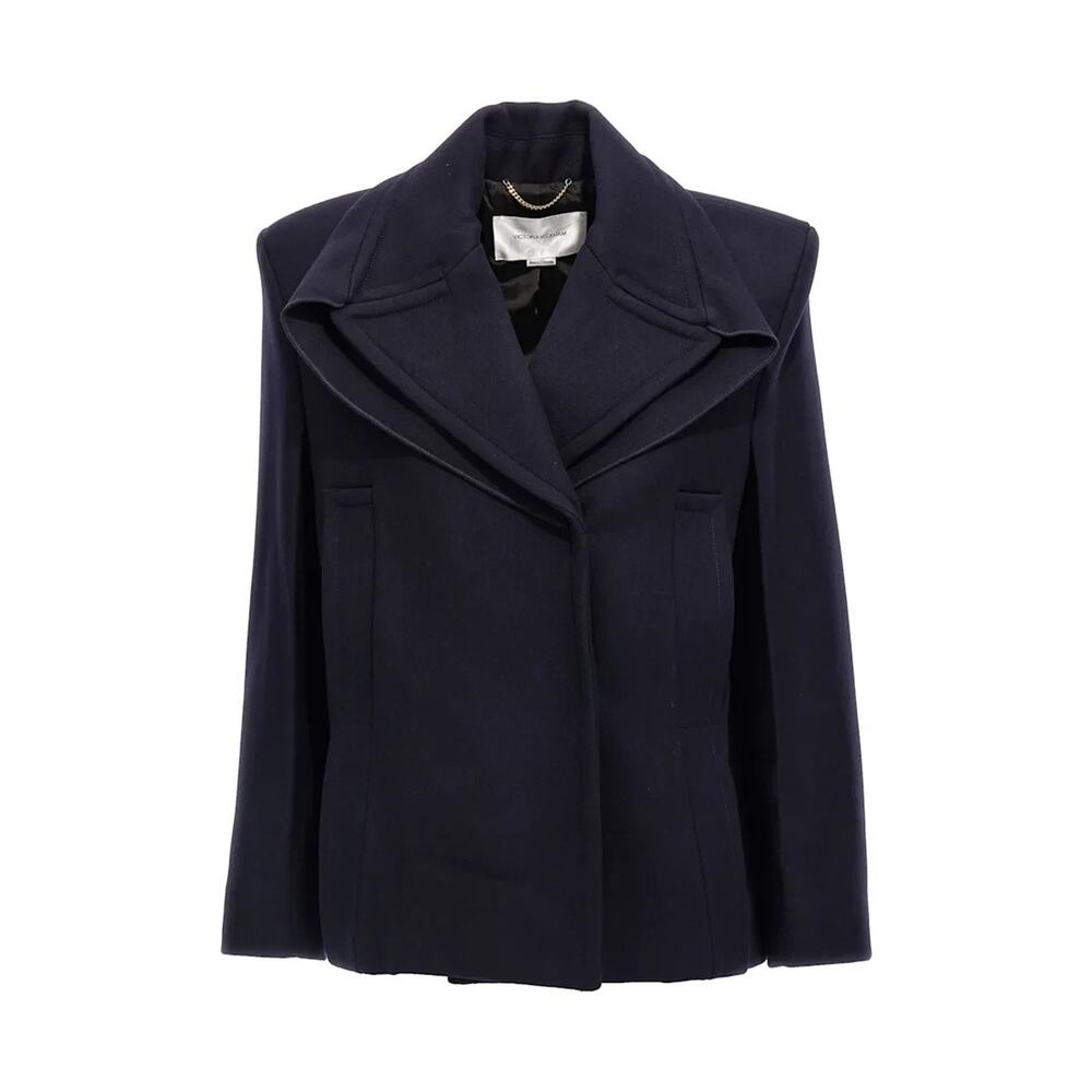 Pointed-Shoulder Single-Breasted Wool Coat